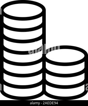 Due pile di monete, l'icona di stile di contorno Illustrazione Vettoriale