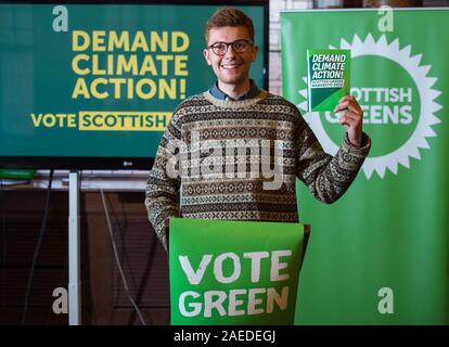 Glasgow, Regno Unito. Il 25 novembre 2019. Nella foto: Ben Parker - Scottish Partito Verde candidato per Edimburgo Sud Ovest. Credito: Colin Fisher/Alamy Live News. Foto Stock