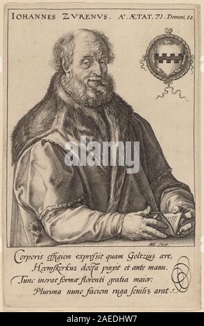 Hendrik Goltzius dopo Maerten van Heemskerck, Johannes Zurenus (Jan van Zuren), 1590 Johannes Zurenus (Jan van Zuren); 1590data Foto Stock