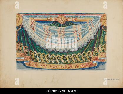 Design del bordo della carta da parati di Holger Hansen intorno al 1939, caratterizzato da ripetuti motivi decorativi, forme geometriche e motivi tipici del design degli interni dell'inizio del XX secolo. Foto Stock