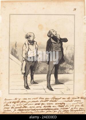 Una litografia di Honoré Daumier del 1841 intitolata "Comme tu y vas", raffigurante figure in movimento, gesti espressivi e commenti sociali tipici delle sue opere del XIX secolo. Foto Stock