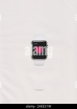 Poster pubblicitari Apple Guarda serie 1 in magazzino carta dal 2015 anno, pubblicità creative Apple 2010s annuncio Foto Stock