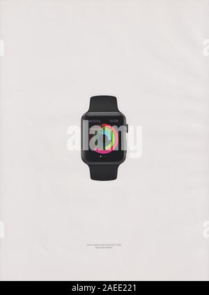 Poster pubblicitari Apple Guarda serie 1 in magazzino carta dal 2015 anno, pubblicità creative Apple 2010s annuncio Foto Stock
