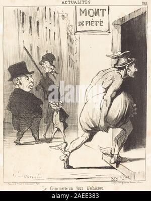 Una litografia di Honoré Daumier del 1851 intitolata "le Commerce un jour d'échéance" che mostra i commercianti che conducono affari in un giorno di pagamento o di liquidazione. La scena include figure, scrivanie, documenti e attività finanziarie nella Francia del XIX secolo. Foto Stock