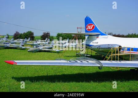 Belgrado, Serbia -19 Giu 2019- vista di un vecchio Caravelle aereo da ex Repubblica iugoslava JAT Airways (JU) presso il museo aeronautico a Belgrado (ex Yug Foto Stock