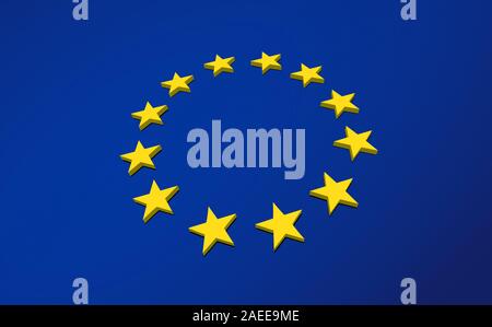 Spacial Europa bandiera con cerchio di stelle e sfondo blu Illustrazione Vettoriale