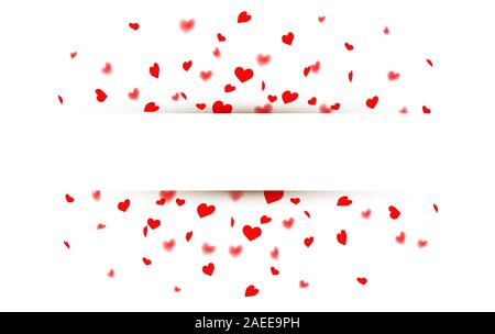 Carta banner con cuore di scoppio coriandoli sfondo Illustrazione Vettoriale