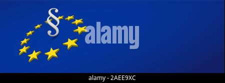 Spacial europa banner con cerchio di stelle e simbolo di paragrafo Illustrazione Vettoriale