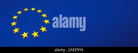 Spacial Europa bandiera con cerchio di stelle e sfondo blu Illustrazione Vettoriale