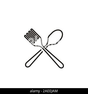 Attraversato cucchiaio e forchetta per ristorante logo design Illustrazione Vettoriale