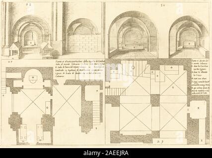 Jacques Callot, in pianta e in elevazione della cappella di Godefroy de Bouillon, 1619 Piano e la elevazione della cappella di Godefroy de Bouillon; 1619data Foto Stock