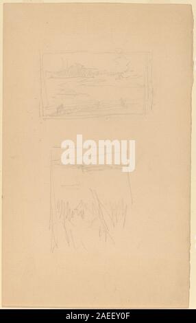 James McNeill Whistler, due schizzi di paesaggio immagini appese alla società di artisti inglesi, probabilmente 1887 due schizzi di paesaggio immagini appese alla società di artisti britannici; probabilmente 1887 Foto Stock