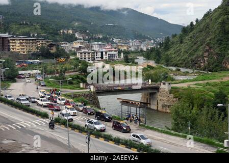 Antenna, visualizzare, capitale, città Thimphu, Bhutan, Asia Foto Stock