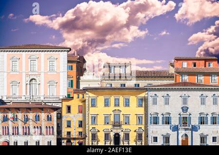 Composizione astratta di tipico italiano antico edifici (Italia - Pisa) - Concetto di immagine effetto acquerello Foto Stock