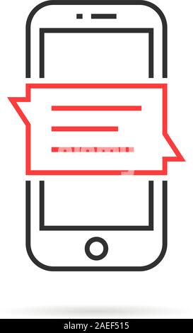 Informazioni messaging con linea sottile telefono Illustrazione Vettoriale