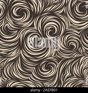 Seamless modello di vettore di fluire i tratti di pennello, le onde e il flusso concetto astratto. Spirale riccioli e volute. Seamless texture beige per i tessili Illustrazione Vettoriale