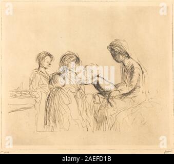 Il dipinto di Jean-Louis Forain del 1909 "la Madonna e i bambini" raffigura una figura materna con bambini, enfatizzando postura, gesto, espressione facciale e ambientazione domestica. Foto Stock