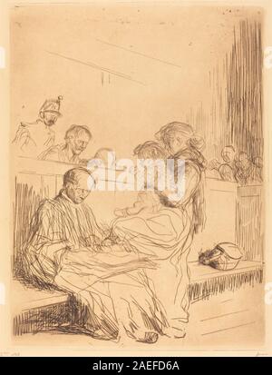 The Prisoner and the Child, creato nel 1909 da Jean-Louis Forain, raffigura un'interazione tra un prigioniero e un bambino in un ambiente interno limitato, enfatizzando l'espressione umana, la postura e la narrazione sociale nella società francese all'inizio del XX secolo. Foto Stock