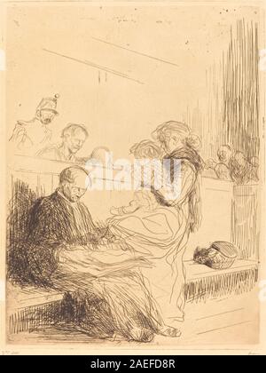 Dipinto di Jean-Louis Forain del 1909 raffigurante un prigioniero accanto a un bambino, enfatizzando le espressioni e il linguaggio del corpo, caratteristica dell'arte francese dell'inizio del XX secolo. Foto Stock