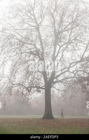 Assunzione di esercizio su un nebbioso inverno di giorno Foto Stock