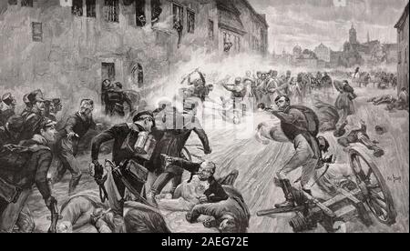 Street fight a Lipsia; 1813, battaglia delle nazioni Foto Stock