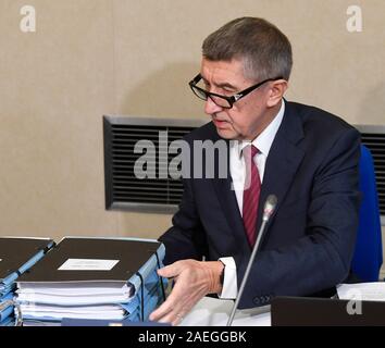 Praga, Repubblica Ceca. 09Dec, 2019. Primo ministro ceco Andrej Babis partecipa a una riunione di governo a Praga, nella Repubblica Ceca il 9 dicembre 2019. Credito: Michal Krumphanzl/CTK foto/Alamy Live News Foto Stock