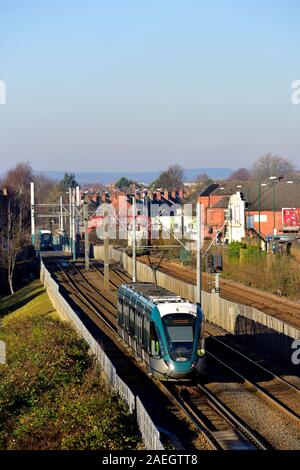 Nottingham tram,Basford,Nottingham, Inghilterra, Regno Unito Foto Stock