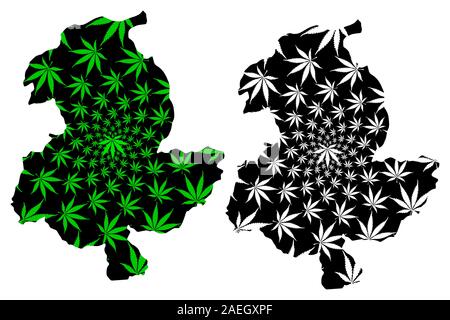 Sar-e Pol provincia (Repubblica Islamica dell'Afghanistan, province afghane) mappa è progettato Cannabis leaf verde e nero, Sari Pul (Sar e Pol) mappa Illustrazione Vettoriale