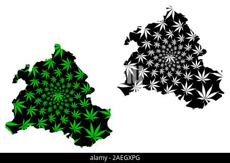 Provincia di Zabul (Repubblica Islamica dell'Afghanistan, province afghane) mappa è progettato Cannabis leaf verde e nero, Zabul mappa fatta di marijuana Illustrazione Vettoriale