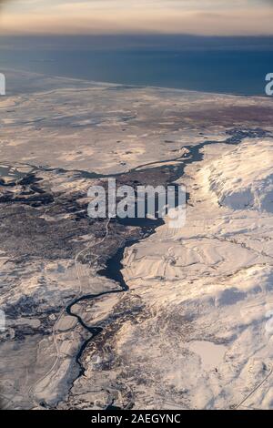 Mt. Ingolfsfjall, Olfusa river, South Coast, Iceland Foto Stock