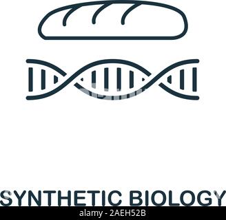 Biologia sintetica icona linea. Stile sottile elemento dalla tecnologia del futuro insieme. Delineare la biologia sintetica icona per web design, applicazioni e software Illustrazione Vettoriale