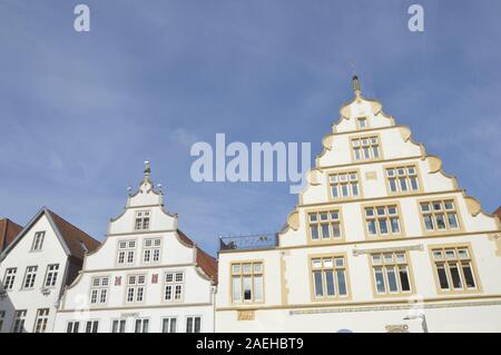 Edificio storico fronti di Lemgo, Germania Foto Stock