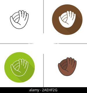 Guanto baseball icona. Design piatto, lineare e stili colore. Softball mitt. Isolato illustrazioni vettoriali Illustrazione Vettoriale