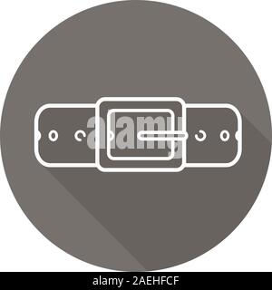 Cintura in pelle lineare piana lunga ombra icona. Linea del vettore simbolo Illustrazione Vettoriale