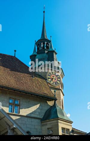 La Svizzera, Friburgo, Municipio, Torre dell'orologio, completato 1522 Foto Stock