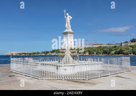 Statua di Poseidone (Nettuno), Baia dell Avana, Cuba. Foto Stock