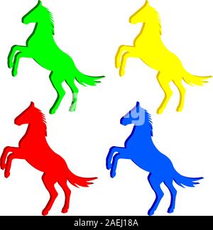 Allevamento di cavalli silhouette vettoriali Illustrazione Vettoriale