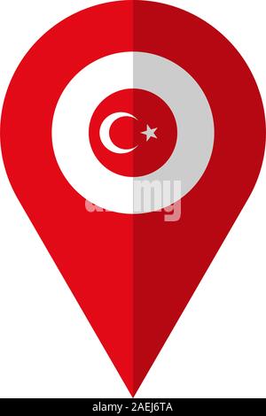 Bandiera turca mappa di localizzazione icona pin illustrazione vettoriale. La Turchia direzione firmare il pin. Illustrazione Vettoriale