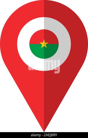 Il Burkina Faso bandiera posizione pin icona illustrazione vettoriale. Perfetto per navigare la mappa verso la posizione. Illustrazione Vettoriale