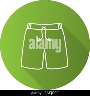 Costume da bagno lineare piana lunga ombra icona. Sport shorts. Linea del vettore simbolo Illustrazione Vettoriale