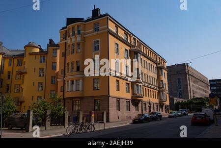Esterno dell edificio Art Nouveau in Toolonkatu Street, Helsinki, Finlandia e Scandinavia, Europa Foto Stock