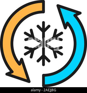Bassa frost, no frost, congelamento piatta linea colore icona. Illustrazione Vettoriale