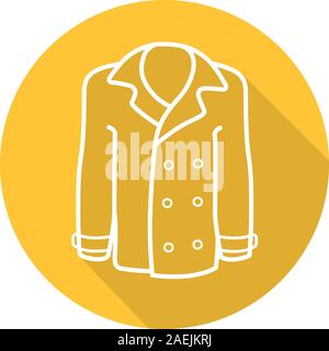 Cappotto lineare piana lunga ombra icona. Giacca. Vettore Simbolo di contorno Illustrazione Vettoriale