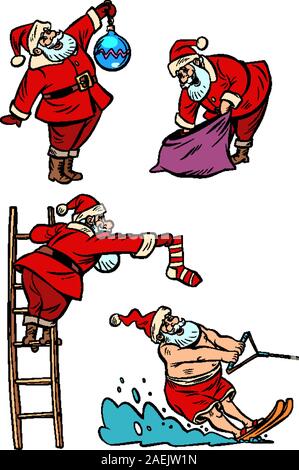 raccolta di set. Natale personaggio Babbo Natale nuovo anno Illustrazione Vettoriale