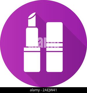 Rossetto design piatto lungo ombra glifo icona. Vettore illustrazione silhouette Illustrazione Vettoriale