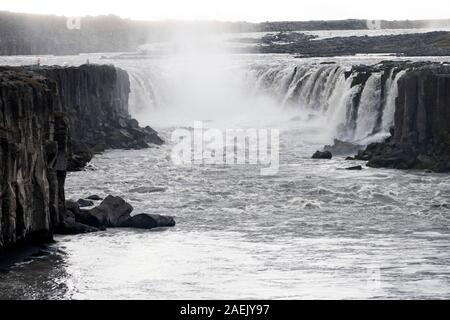 Superiore a cascata di Dettifoss, Islanda Foto Stock