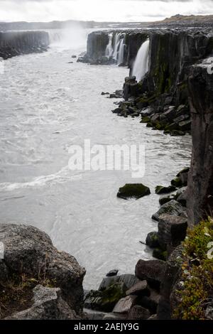 Superiore a cascata di Dettifoss, Islanda Foto Stock