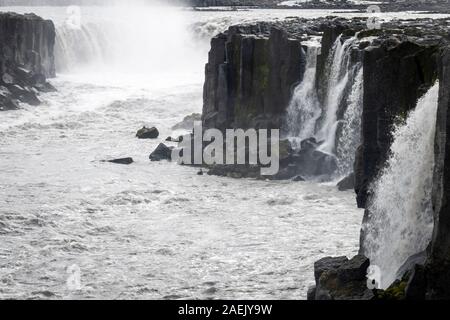 Superiore a cascata di Dettifoss, Islanda Foto Stock