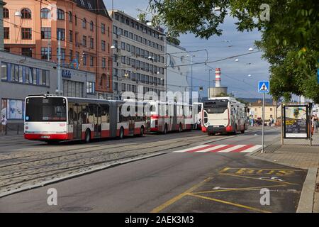 Gli autobus pubblici a Brno Foto Stock