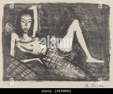 Questo dipinto di otto Müller, 1921-1922, raffigura una ragazza sdraiata su un divano. L'opera presenta forme semplificate, colori tenui e pennellate espressive tipiche della pittura modernista tedesca dell'inizio del XX secolo. Foto Stock